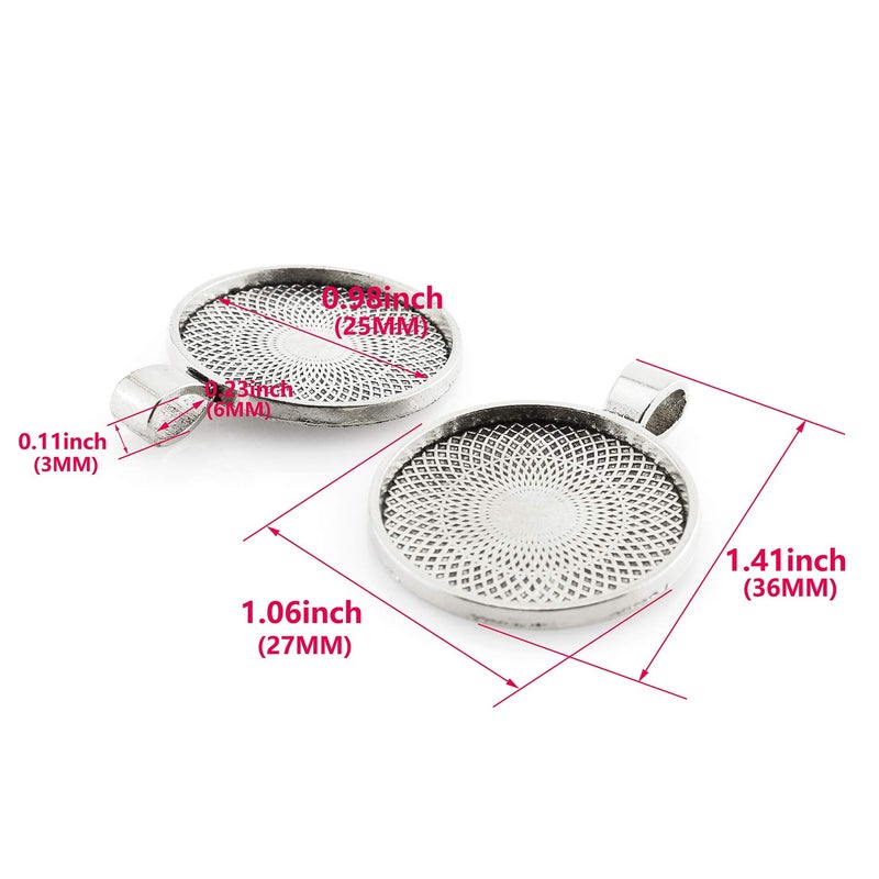Lind Kitchen 25pcs Round Bezel Pendant Trays Setting Cabochon Blank Base for DIY Crafting Photo Jewelry Findings Making Accessories 25mm - Image 3